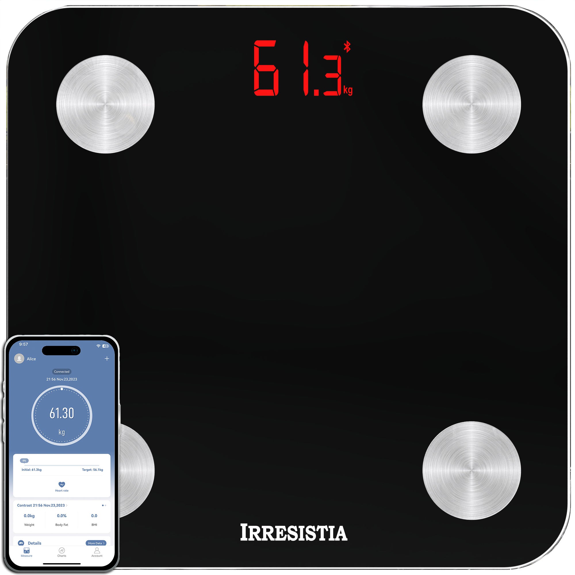 IRRESISTIA Smart Body Fat Scales with Bluetooth BE26i Black