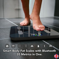 Smart Body Composition Scale with 6 On-Screen Indicators & 20 Metrics - GBEVA28i - Black