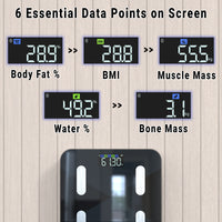 Thumbnail for Smart Body Composition Scale with 6 On-Screen Indicators & 14 Metrics - GBEVA28i - Black