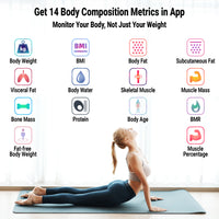 Thumbnail for Smart Body Composition Scale with 6 On-Screen Indicators & 14 Metrics - GBEVA28i - Black