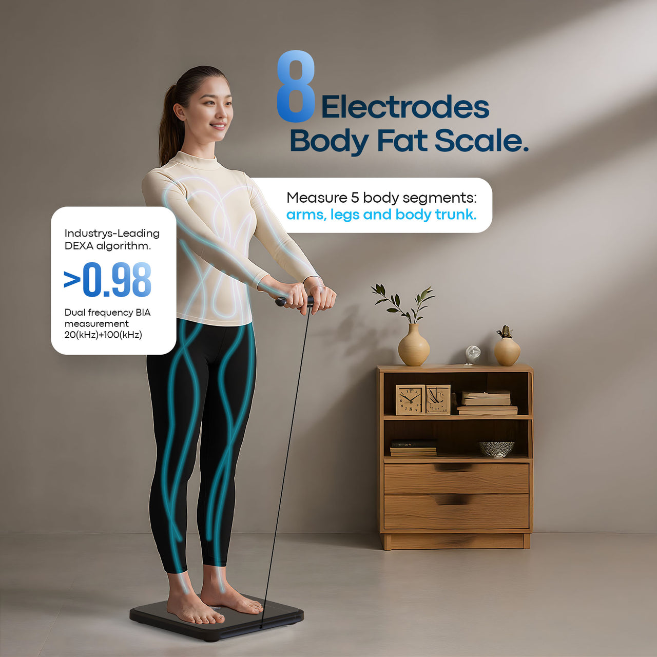 Smart Body Composition Scale with 8-Electrodes & 28 Metrics - B8T30i - Black