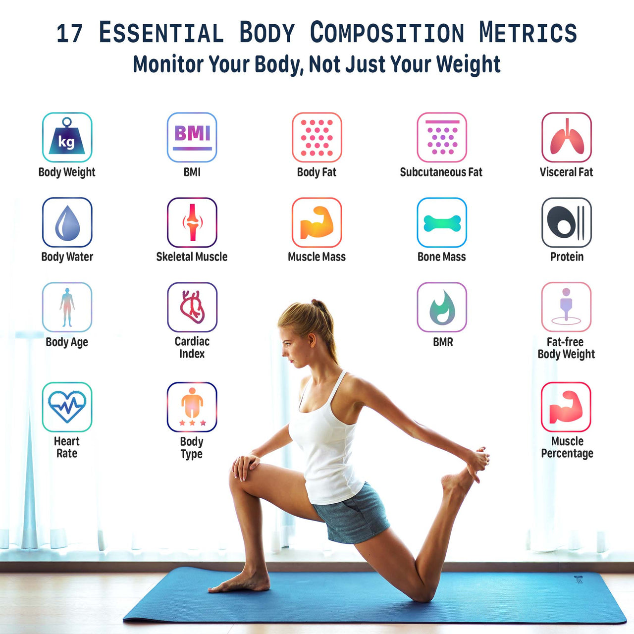 IRRESISTIA Body Analyzer Scale with 17 Body Metrics Data BTVA28i