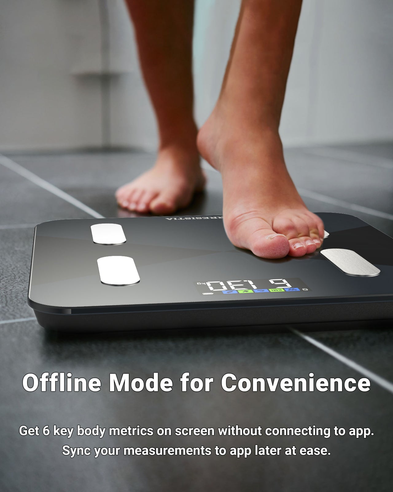 Smart Body Composition Scale with 6 On-Screen Indicators & 20 Metrics - GBEVA28i - Black