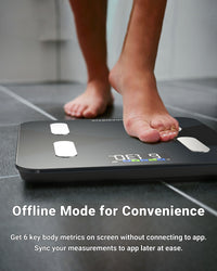 Smart Body Composition Scale with 6 On-Screen Indicators & 20 Metrics - GBEVA28i - Black